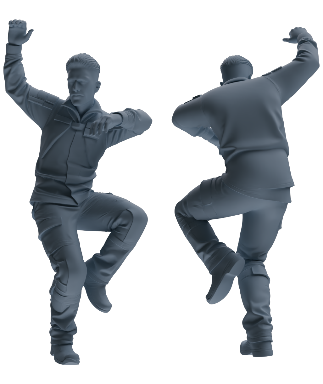 Detail view of MRY-SFW LYGR692 Modern U.S. Military Six-Person Dancing Group Model