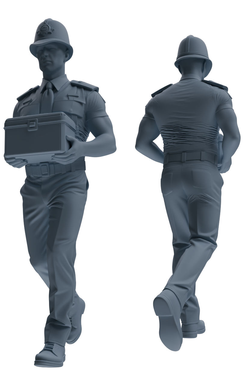 Detail view of MRY-SFW LYGR799 Modern British Police Six-Person Carrying Group Model