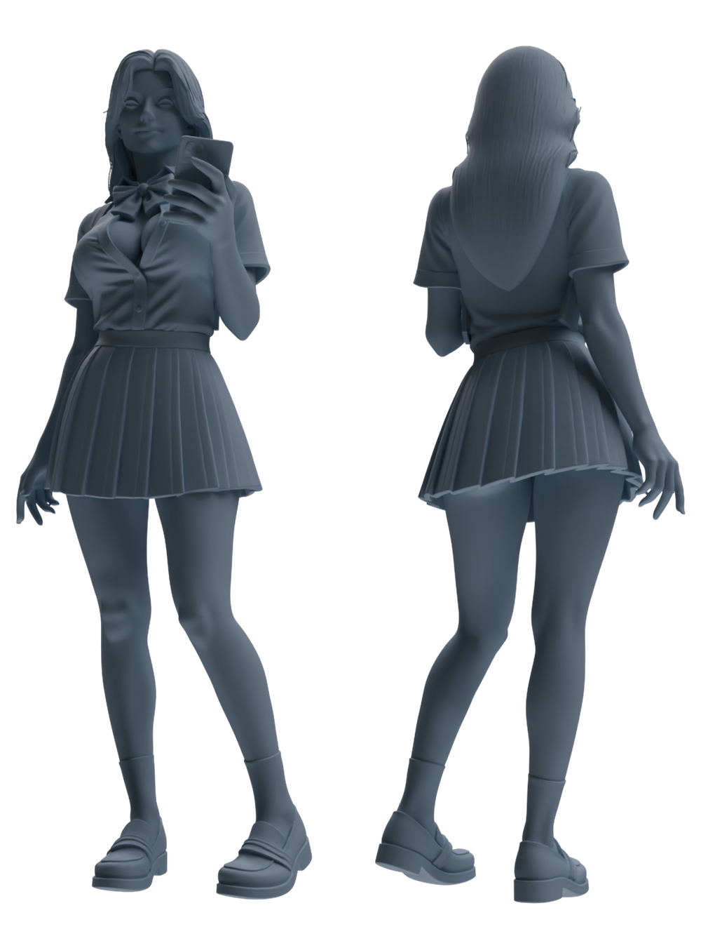 Detail view of MRY-SFW LYTR850 Blazer JK Uniform School Girl Figure Modern Model 4 pcs Miniature Car Diorama Figures Scene Props Accessories Resin Model