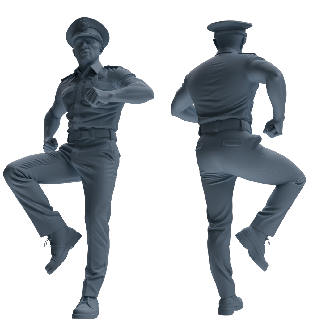 Detail view of MRY-SFW LYGR769 Modern Hong Kong Police Six-Person Dancing Group Model
