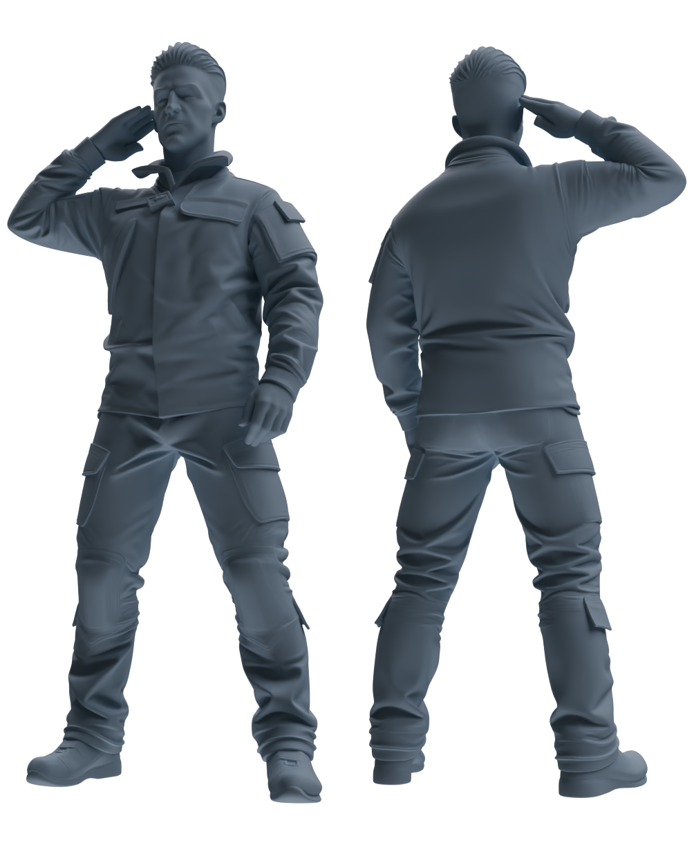 Detail view of MRY-SFW LYGR694 Modern U.S. Military Six-Person Saluting Group Model