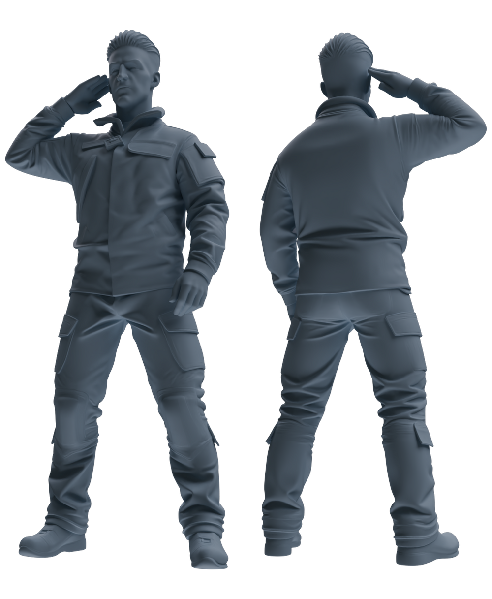 Detail view of MRY-SFW LYGR694 Modern U.S. Military Six-Person Saluting Group Model