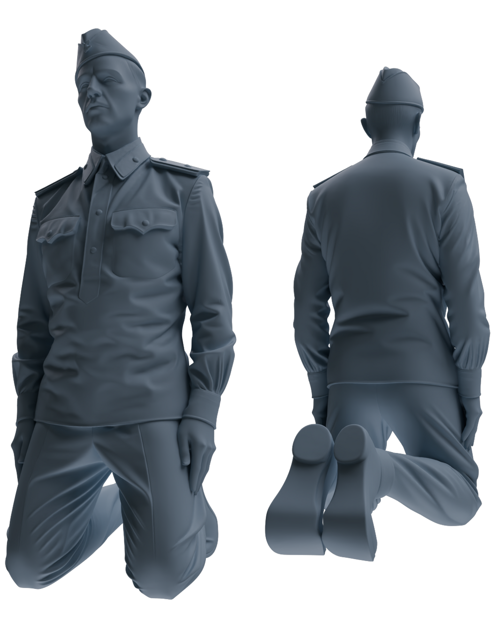 Detail view of MRY-SFW LYGR730 WWII Soviet Army War Scene Six-Person Criticism Group Model