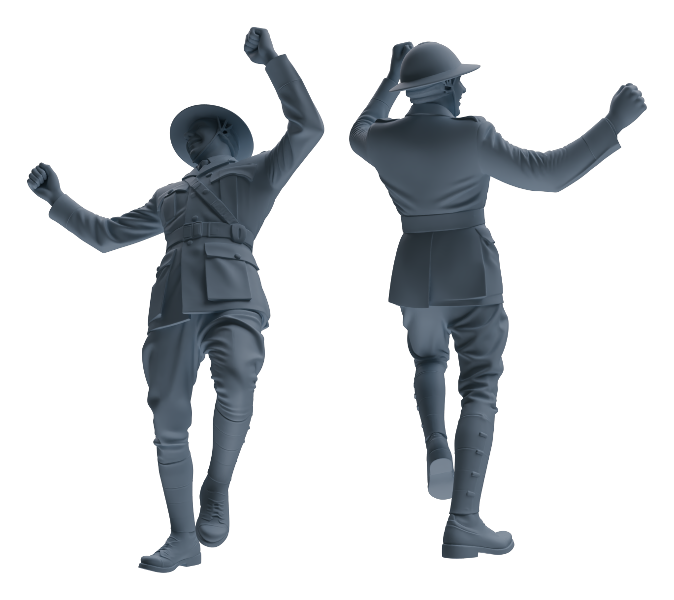 Detail view of MRY-SFW LYGR603 Historical WWII British Army Six-Person Dancing Group Model