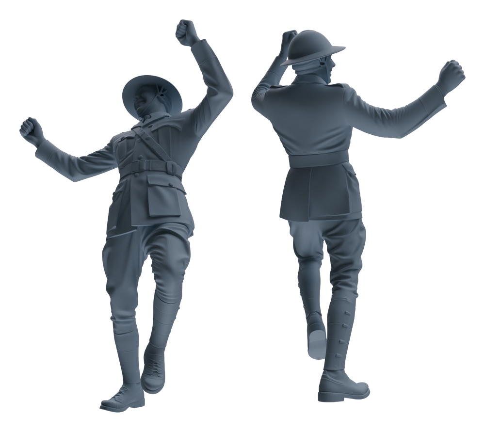 Detail view of MRY-SFW LYGR603 Historical WWII British Army Six-Person Dancing Group Model
