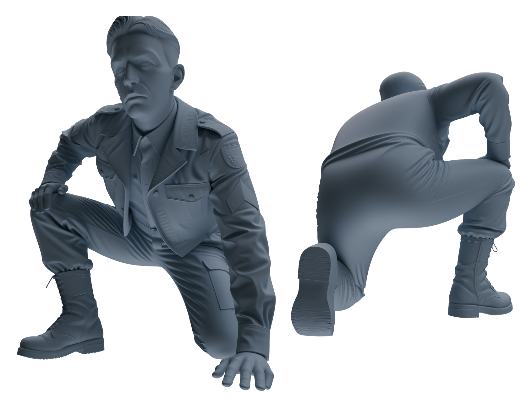 Detail view of MRY-SFW LYGR595 Historical WWII U.S. Army Six-Person Group Model
