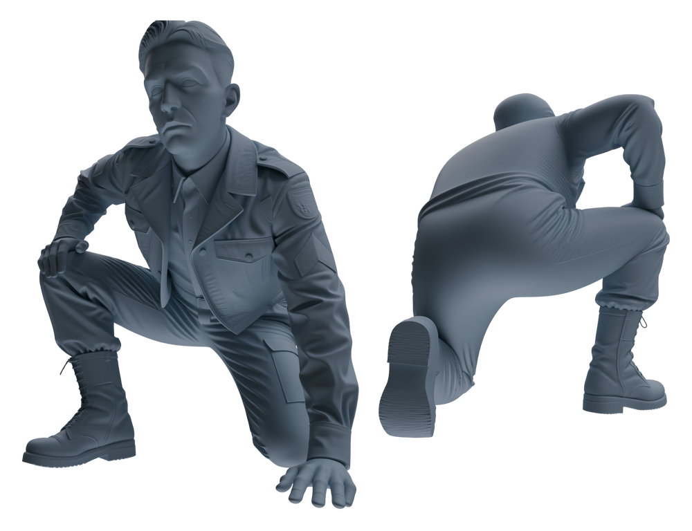 Detail view of MRY-SFW LYGR595 Historical WWII U.S. Army Six-Person Group Model