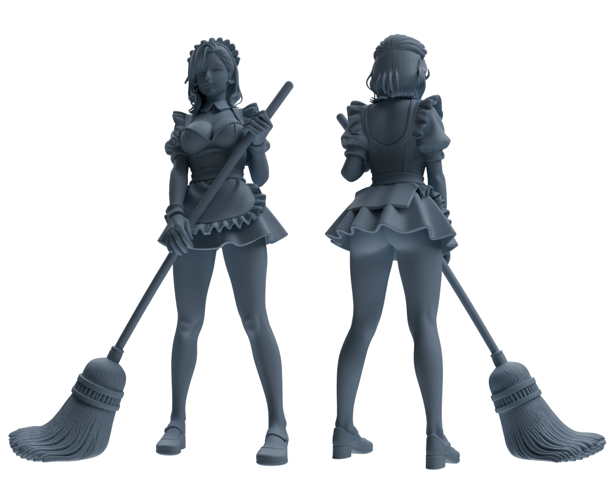 Detail view of MRY-SFW LYTR851 Maid Outfit Figure Modern Model 4 pcs Miniature Car Diorama Figures Scene Props Accessories Resin Model