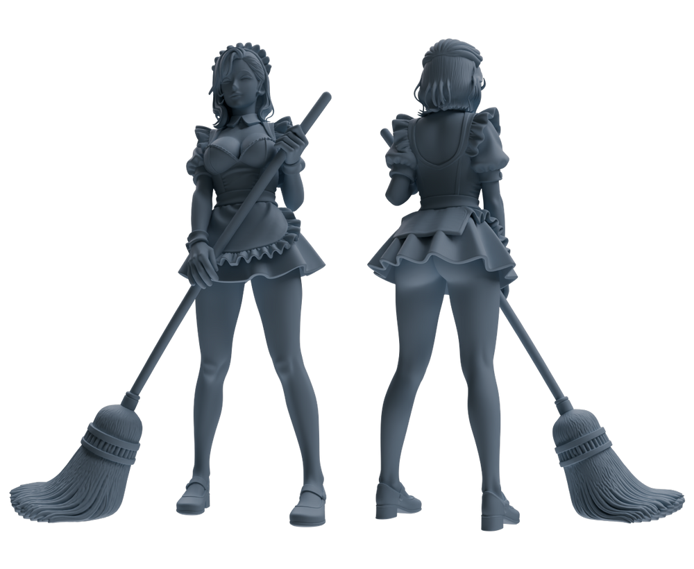 Detail view of MRY-SFW LYTR851 Maid Outfit Figure Modern Model 4 pcs Miniature Car Diorama Figures Scene Props Accessories Resin Model