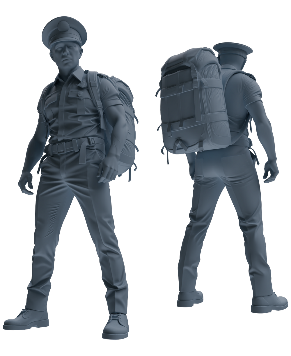 Detail view of MRY-SFW LYGR762 Modern Hong Kong Police Six-Person Carrying Group Model