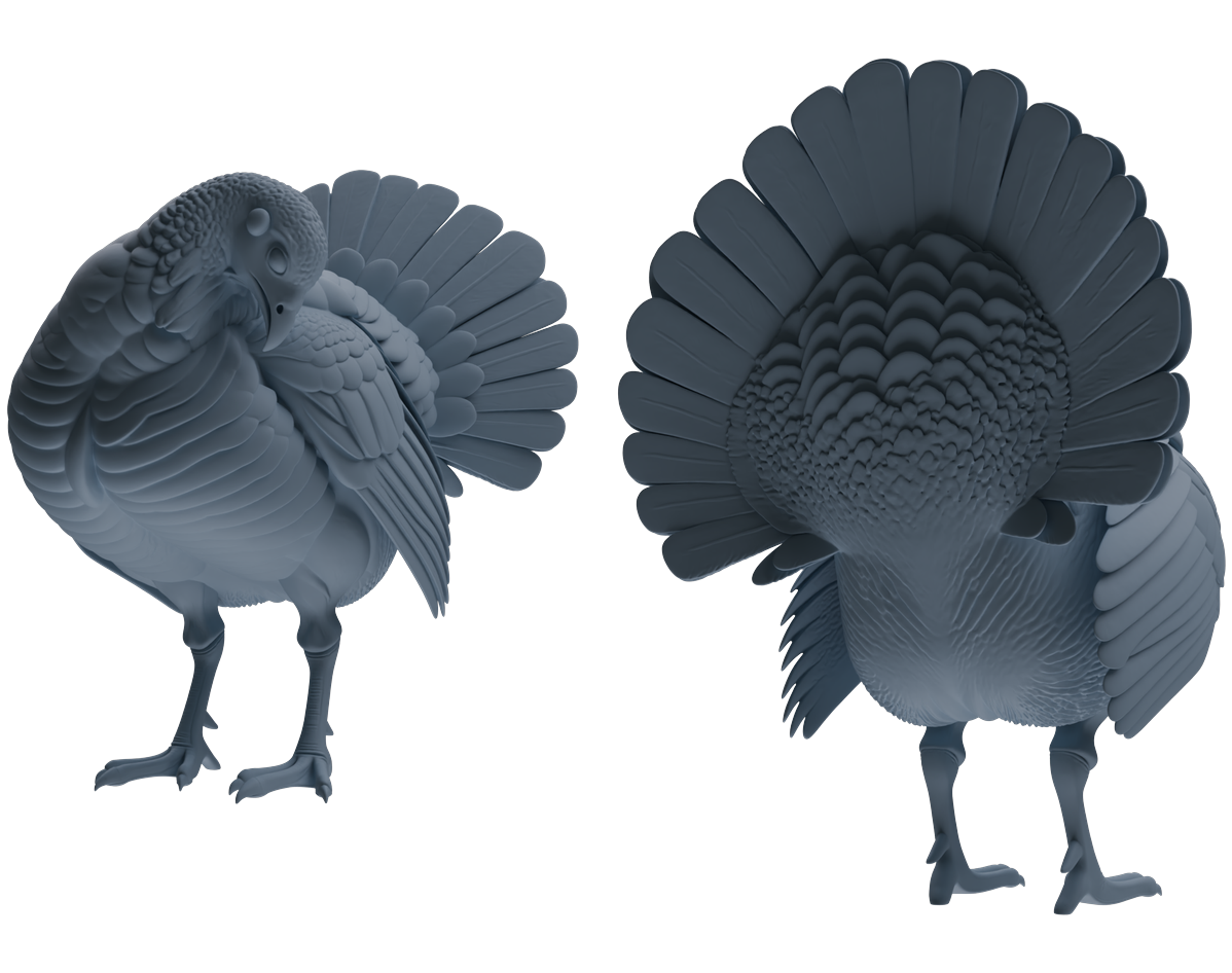 Detail view of MRY-SFW LYTR840 Turkey Pose Model 4 pcs Miniature Car Diorama Figures Scene Props Accessories Resin Model