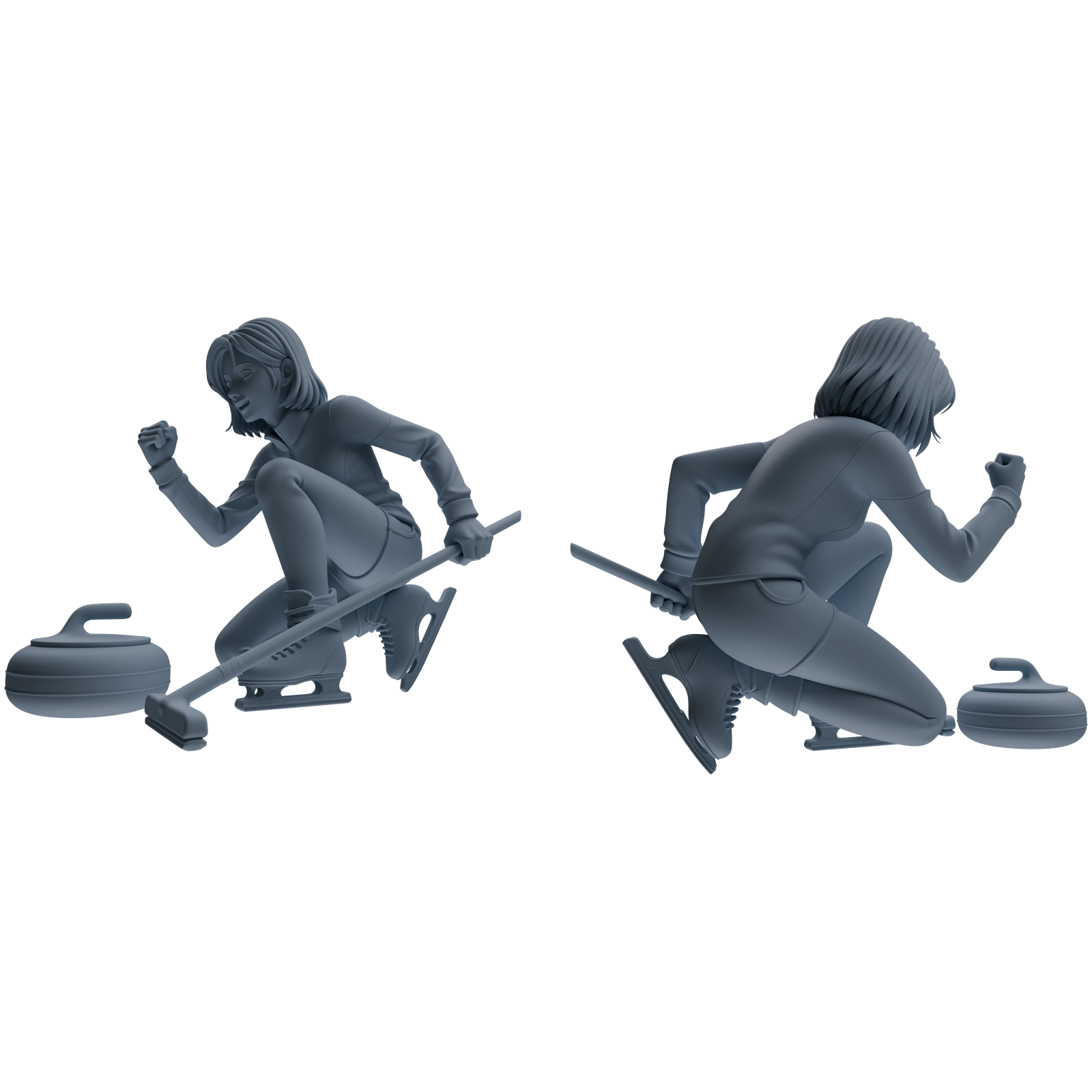 Detail view of MRY-SFW LYTR793 Curling Figure Modern Model 4 pcs Miniature Car Diorama Figures Scene Props Accessories Resin Model