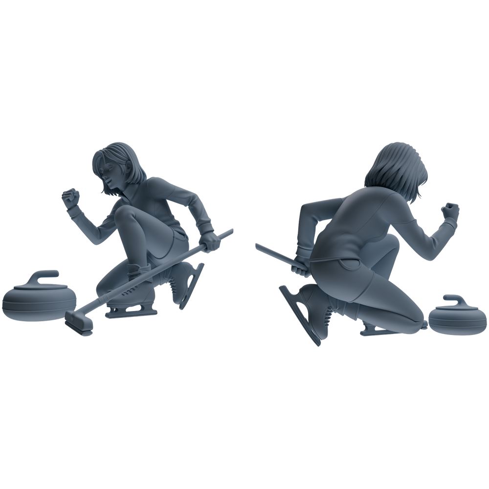 Detail view of MRY-SFW LYTR793 Curling Figure Modern Model 4 pcs Miniature Car Diorama Figures Scene Props Accessories Resin Model