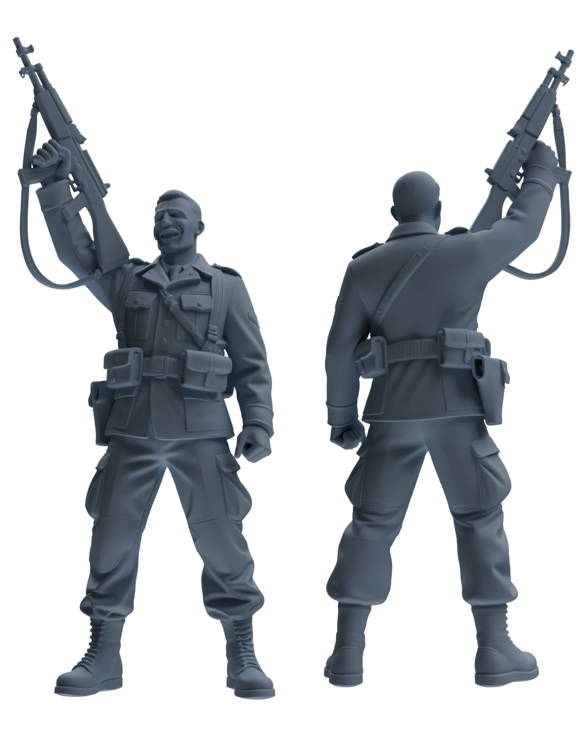 MRY-SFW SSTR195 Miniatures Soldier Model Kit Celebrating Soldier Pose Modern Model 4 pcs