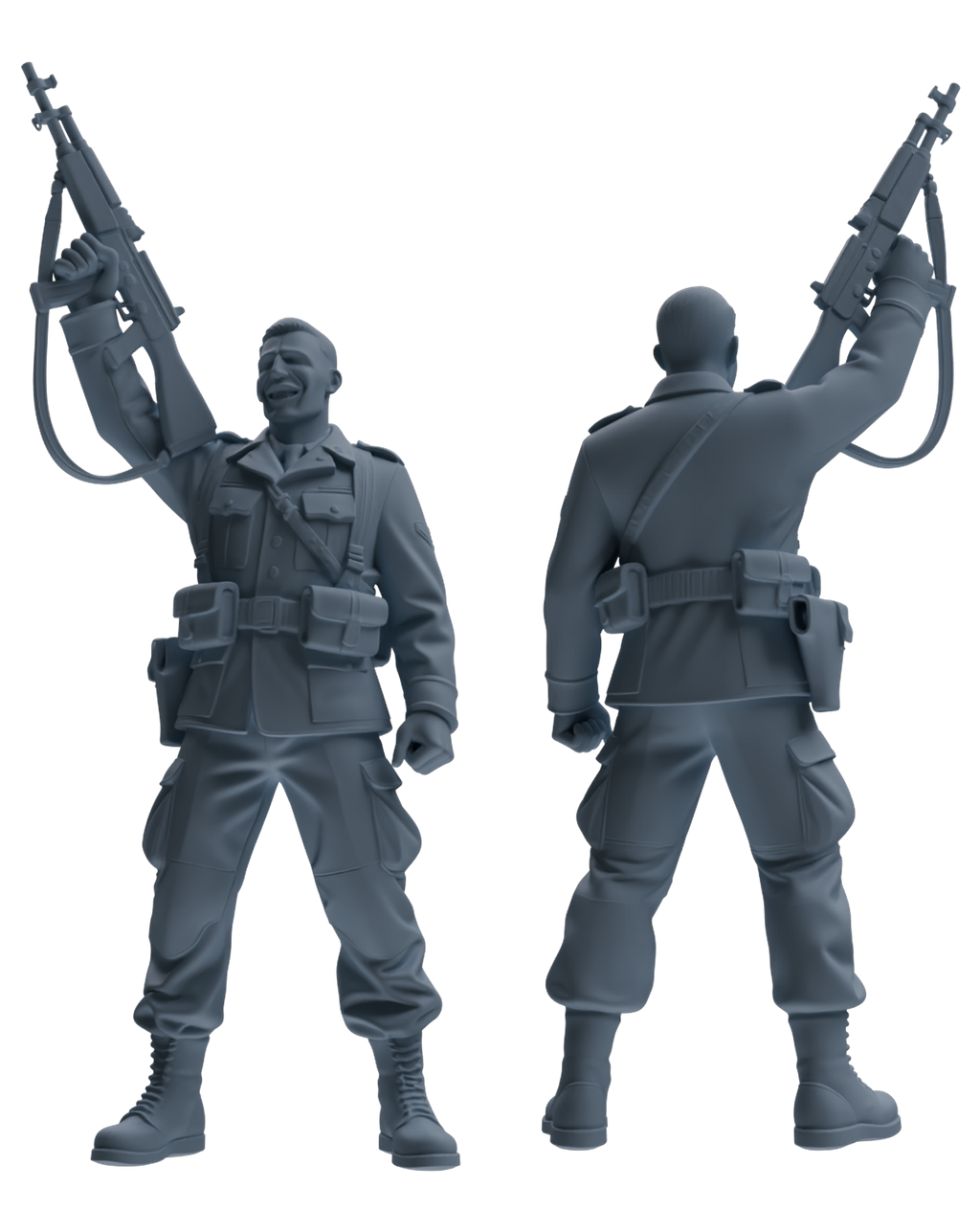 MRY-SFW SSTR195 Miniatures Soldier Model Kit Celebrating Soldier Pose Modern Model 4 pcs