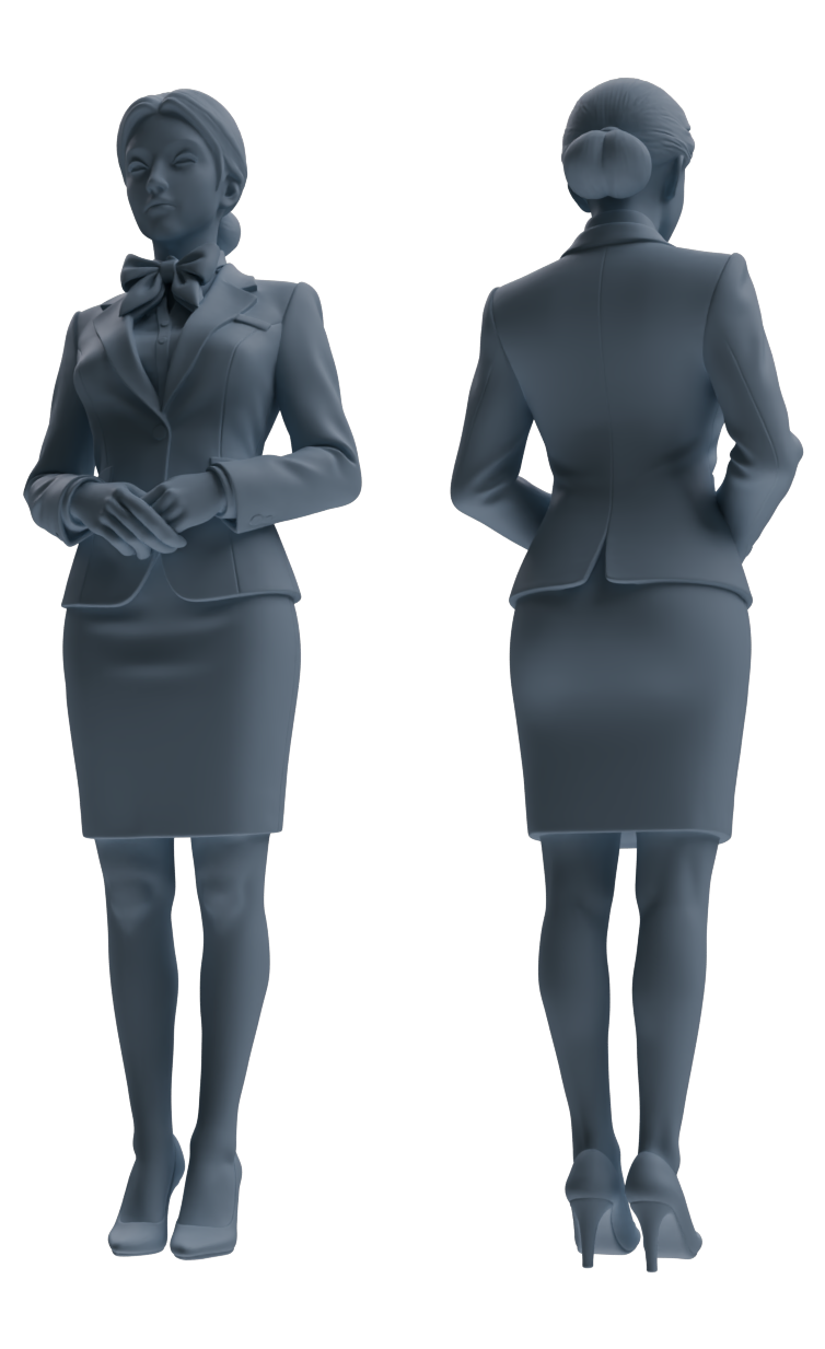 Detail view of MRY-SFW LYTR861 Service Pose Professional Woman Figure Modern Model 4 pcs Miniature Car Diorama Figures Scene Props Accessories Resin Model