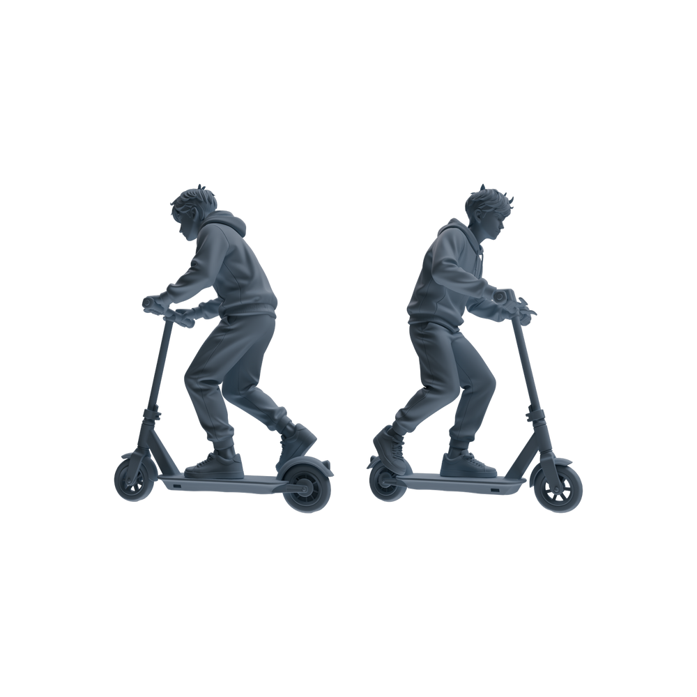 Detail view of MRY-SFW LYTR788 Skateboard Scooter Figure Modern Model 4 pcs Miniature Car Diorama Figures Scene Props Accessories Resin Model
