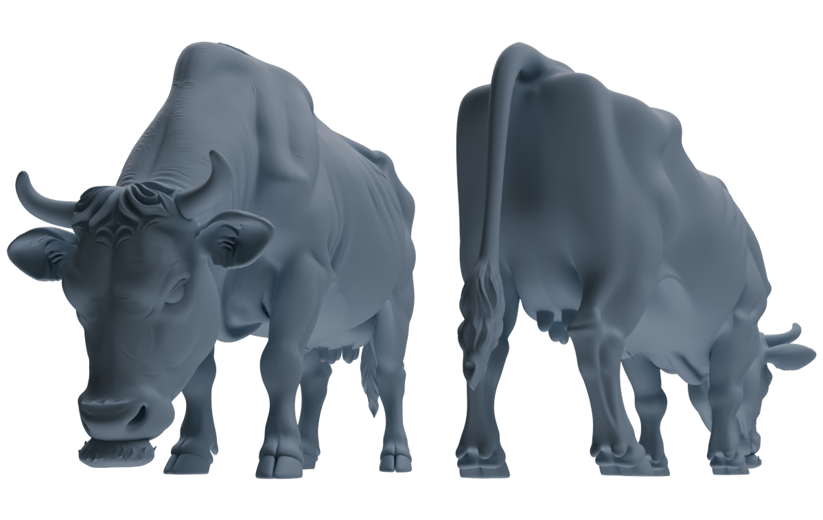 Detail view of MRY-SFW LYTR837 Bullfight Pose Cattle Model 4 pcs Miniature Car Diorama Figures Scene Props Accessories Resin Model