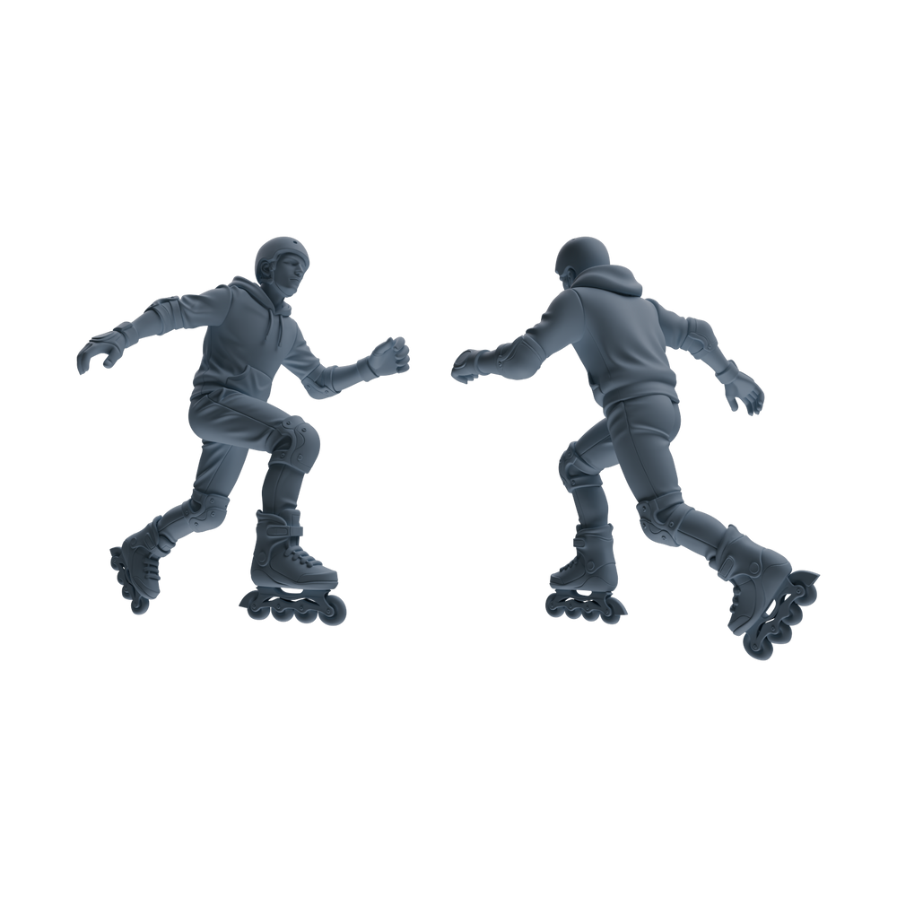 Detail view of MRY-SFW LYTR799 Roller Skating Figure Modern Model 5 pcs Miniature Car Diorama Figures Scene Props Accessories Resin Model