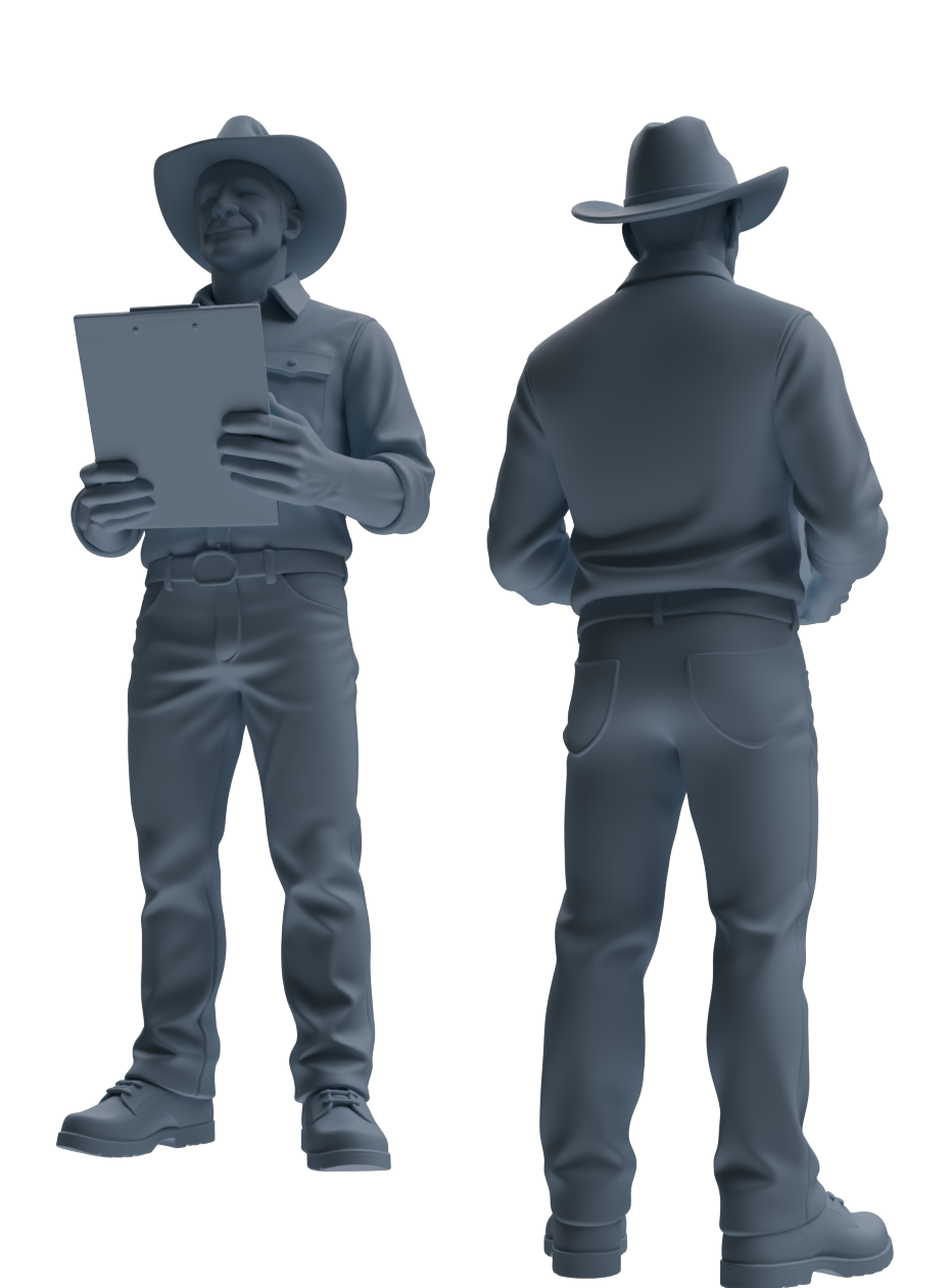 Detail view of MRY-SFW LYTR924 Farm Worker Man Multi-pose Modern Model 4 pcs Model