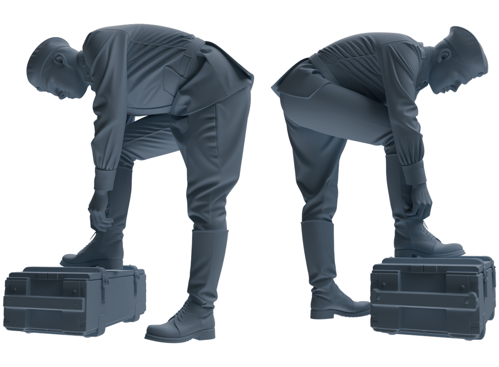 Detail view of MRY-SFW LYGR736 WWII Soviet Army War Scene Six-Person Combat Readiness Group Model