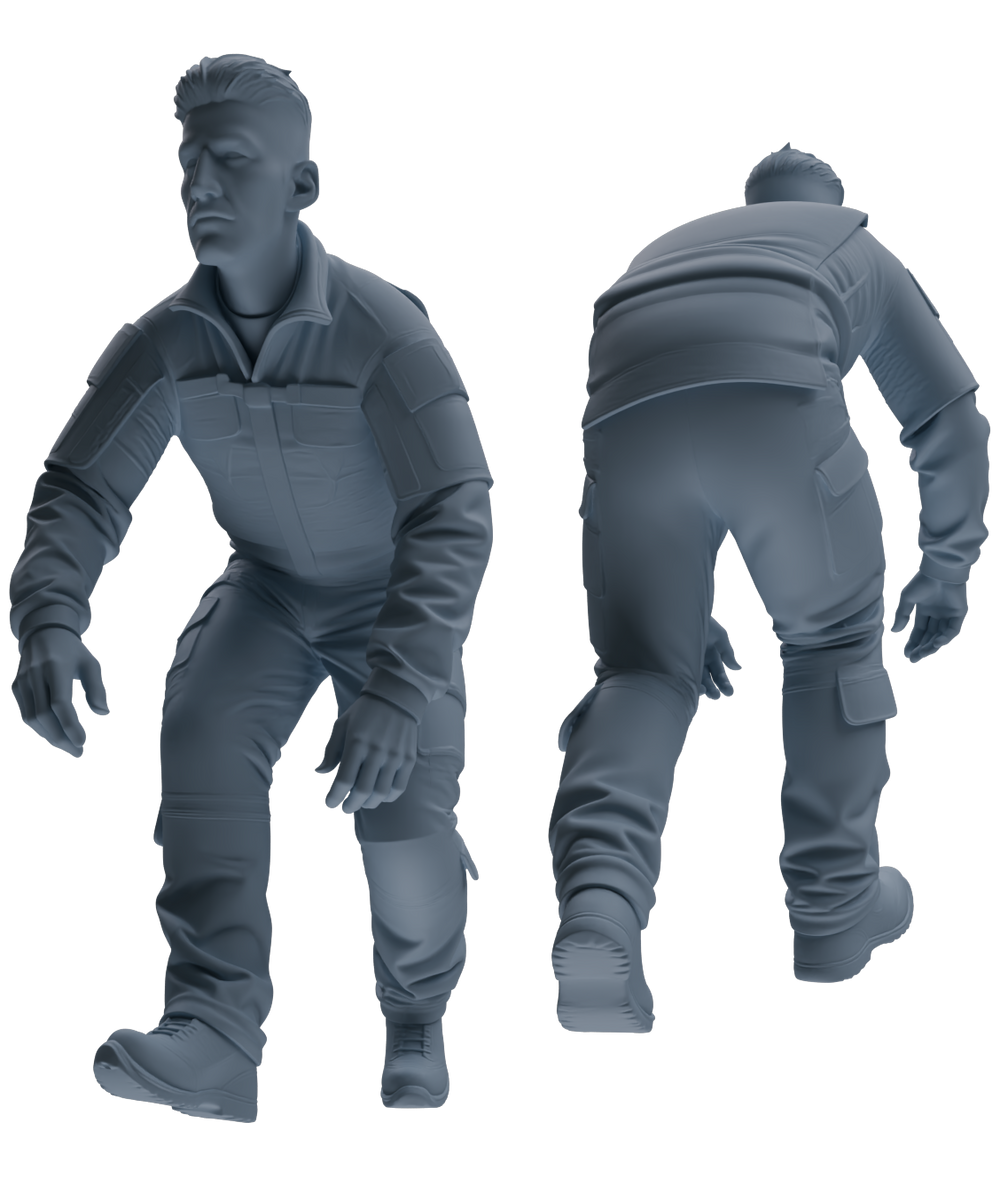 Detail view of MRY-SFW LYGR687 Modern U.S. Military Six-Person Groping Group Model
