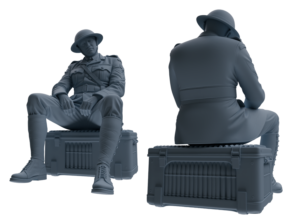 Detail view of MRY-SFW LYGR601 Historical WWII British Army Seven-Person Rest Group Model