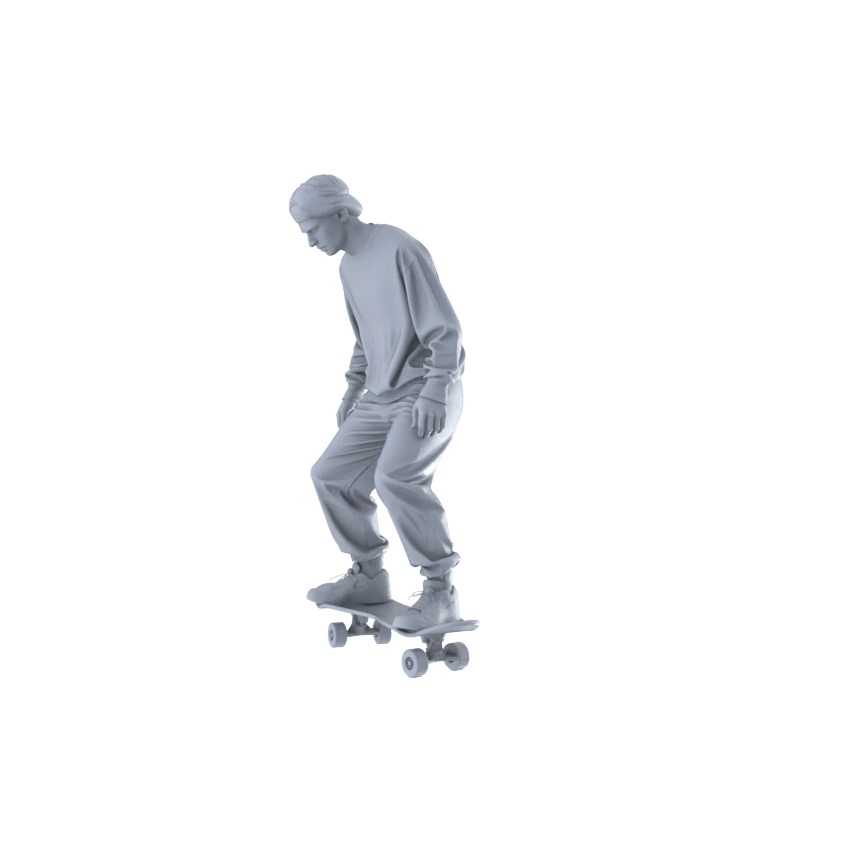 Detail view of MRY-SFW LYTR553 Modern Street Skateboarders Pose Group of 6 Miniature Car Diorama Figures Scene Props Accessories Resin Model