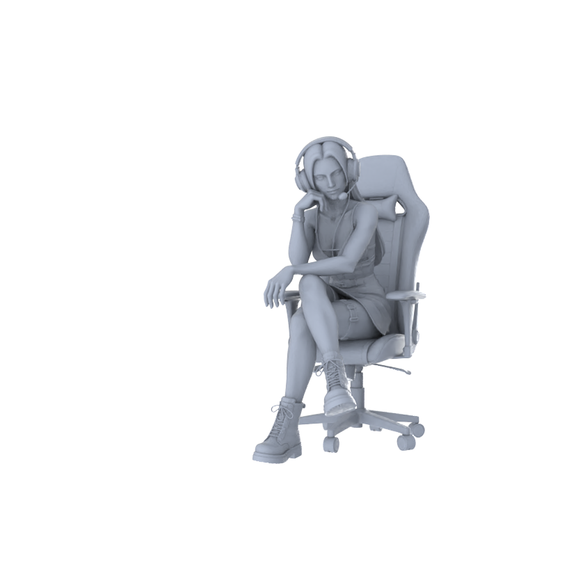 MRY-SFW LYTR551E Modern E-sports Style Headset Sitting Female Single 3D Printed Resin Model Kit by SSMODEL