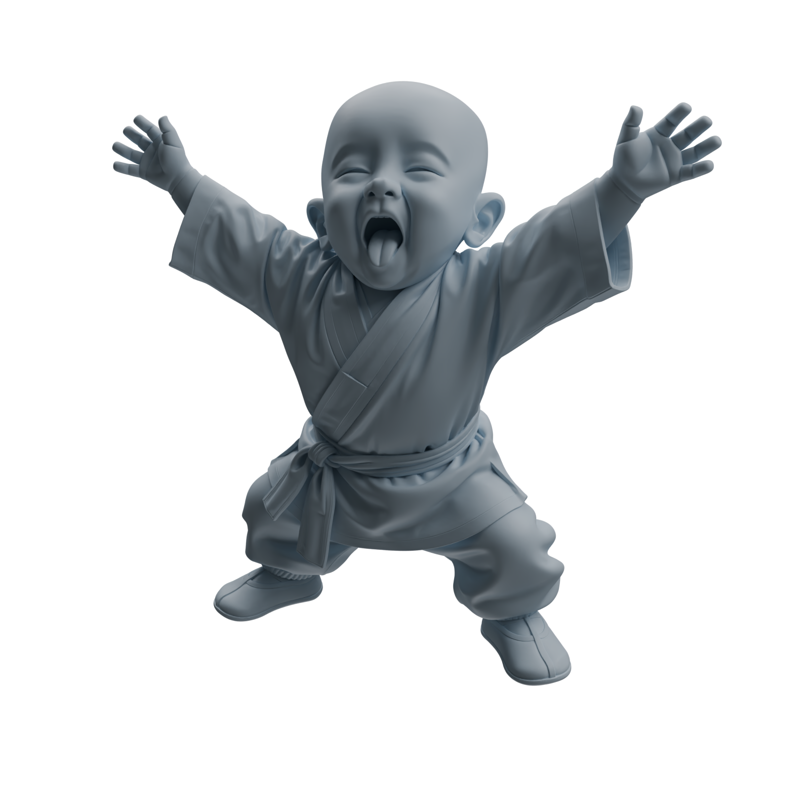 Detail view of MRY-SFW LYTR1073 Cute Expression Little Monk Character Modern Model 3 pcs Model
