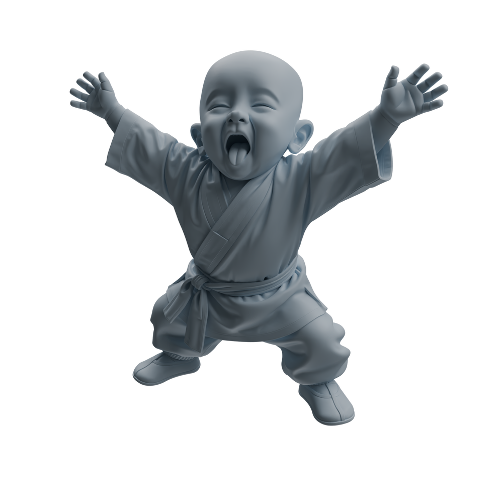 Detail view of MRY-SFW LYTR1073 Cute Expression Little Monk Character Modern Model 3 pcs Model