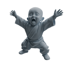 Detail view of MRY-SFW LYTR1073 Cute Expression Little Monk Character Modern Model 3 pcs Model