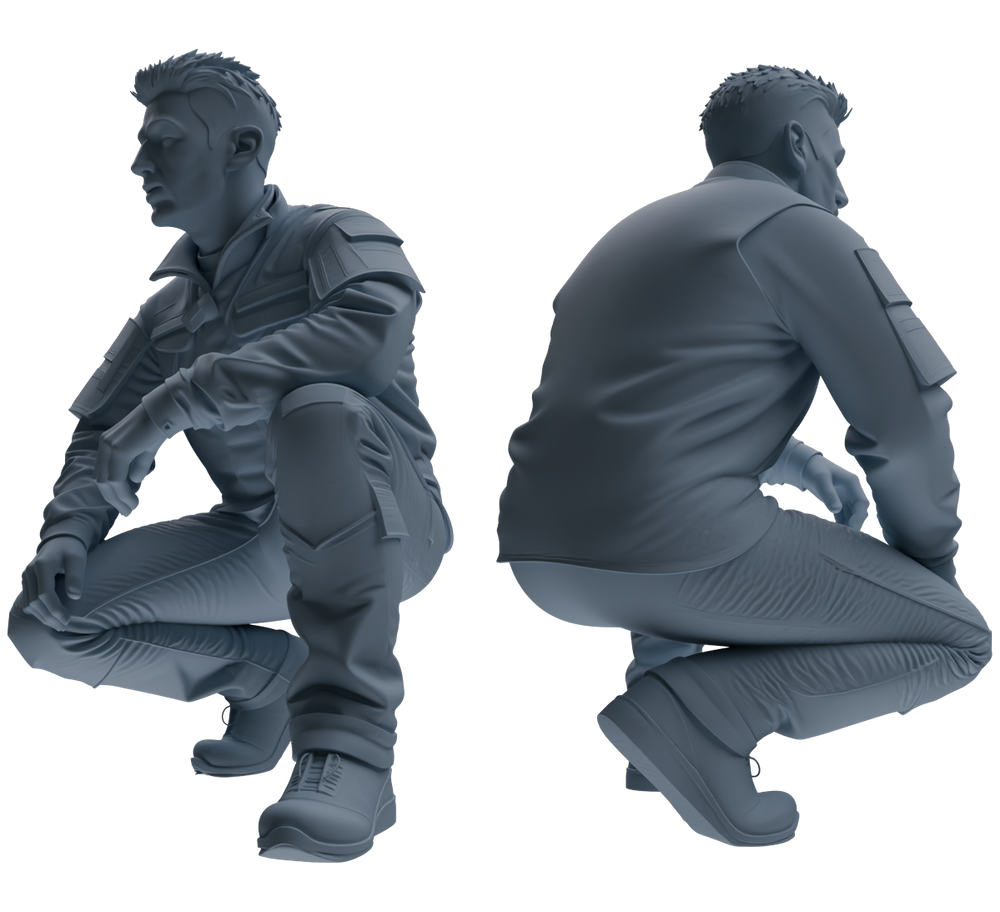 Detail view of MRY-SFW LYGR683 Modern U.S. Military Six-Person Crouching Position Model