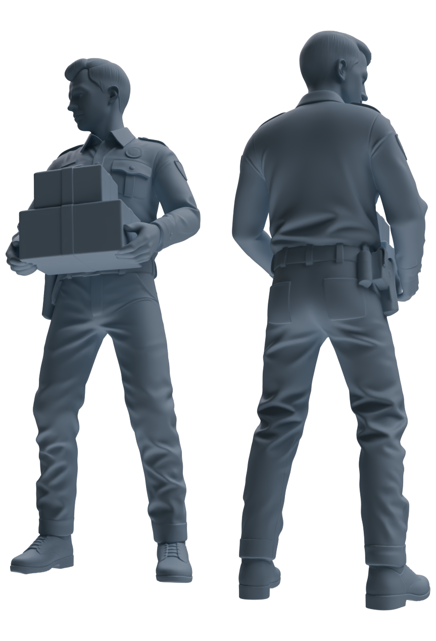 Detail view of MRY-SFW LYGR670 Los Angeles Patrol Police Six-Person Carrying Group Model