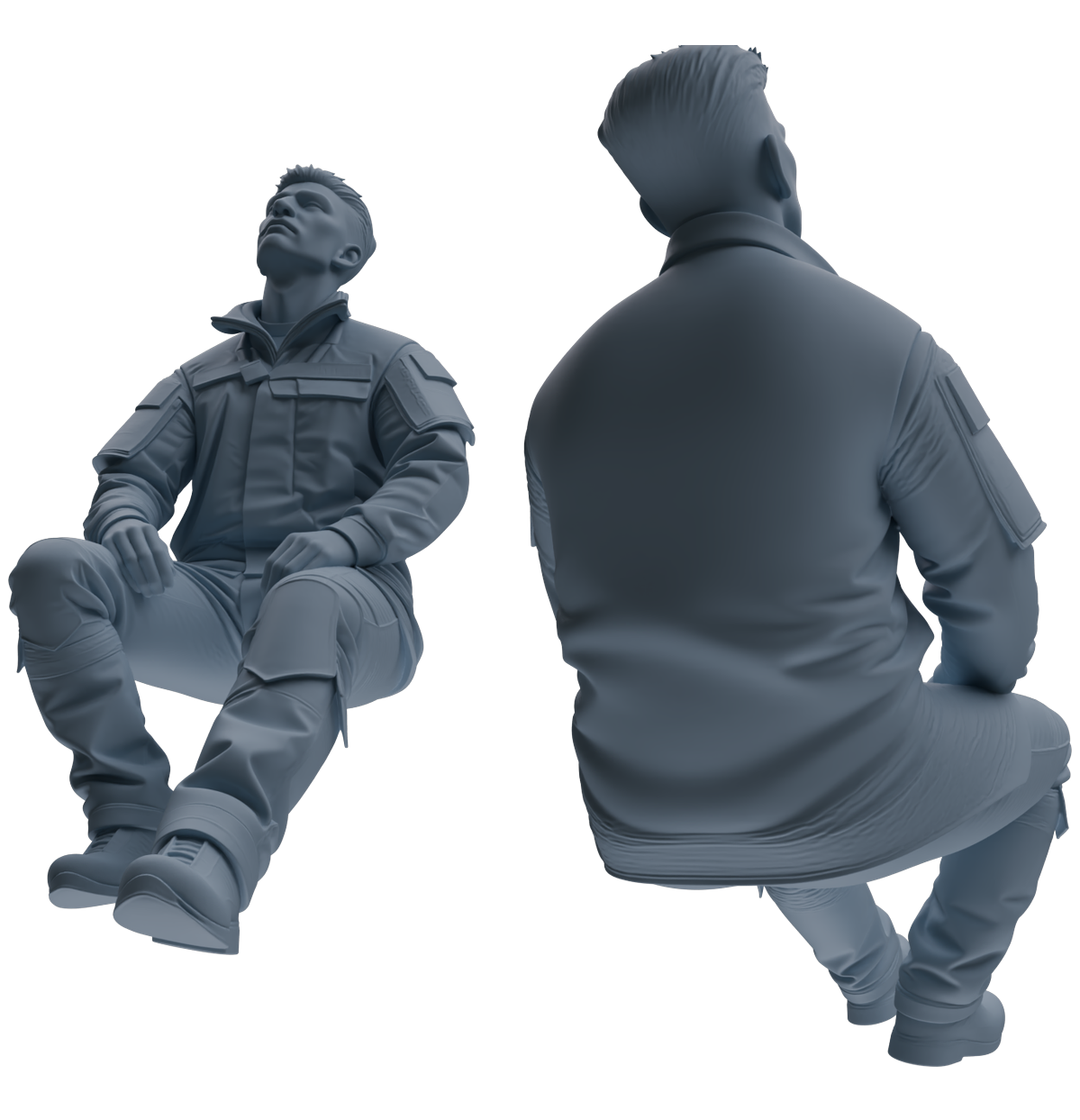 Detail view of MRY-SFW LYGR695 Modern U.S. Military Seven-Person Rest Group Model