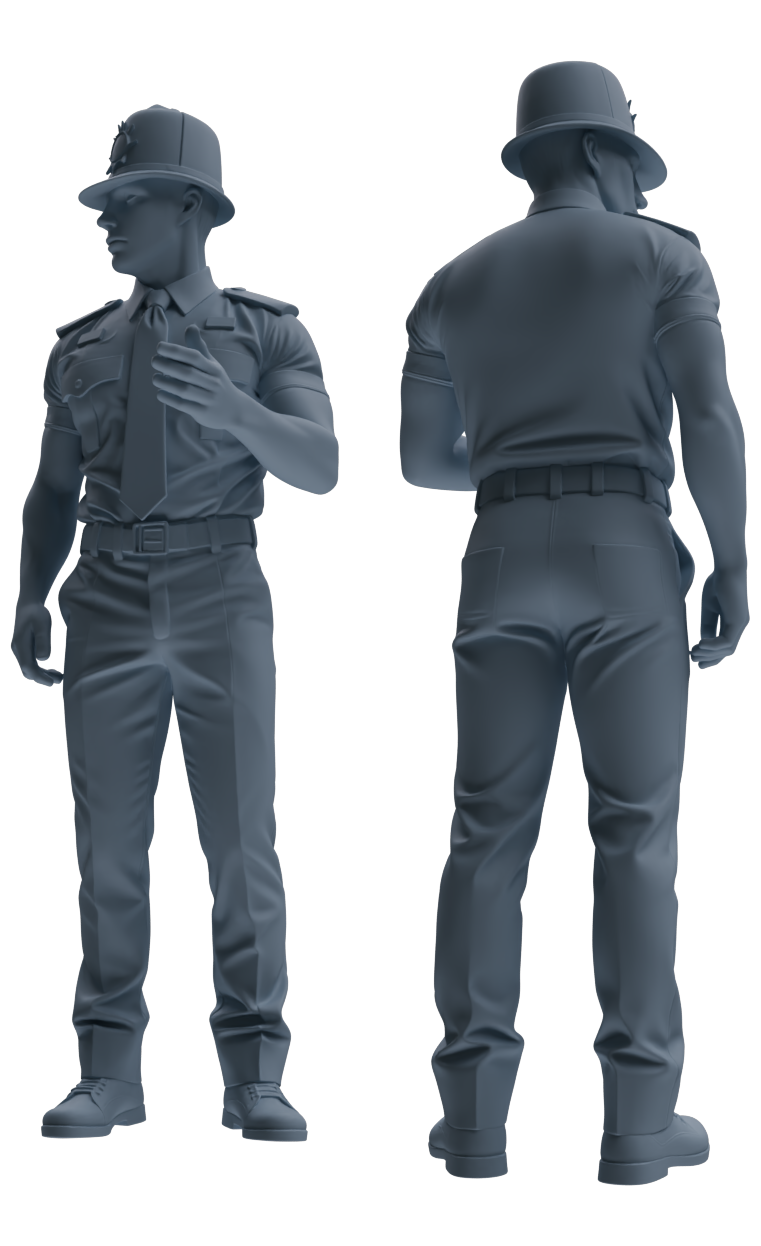 Detail view of MRY-SFW LYGR805 Modern British Police Five-Person Daily Routine 2 Model
