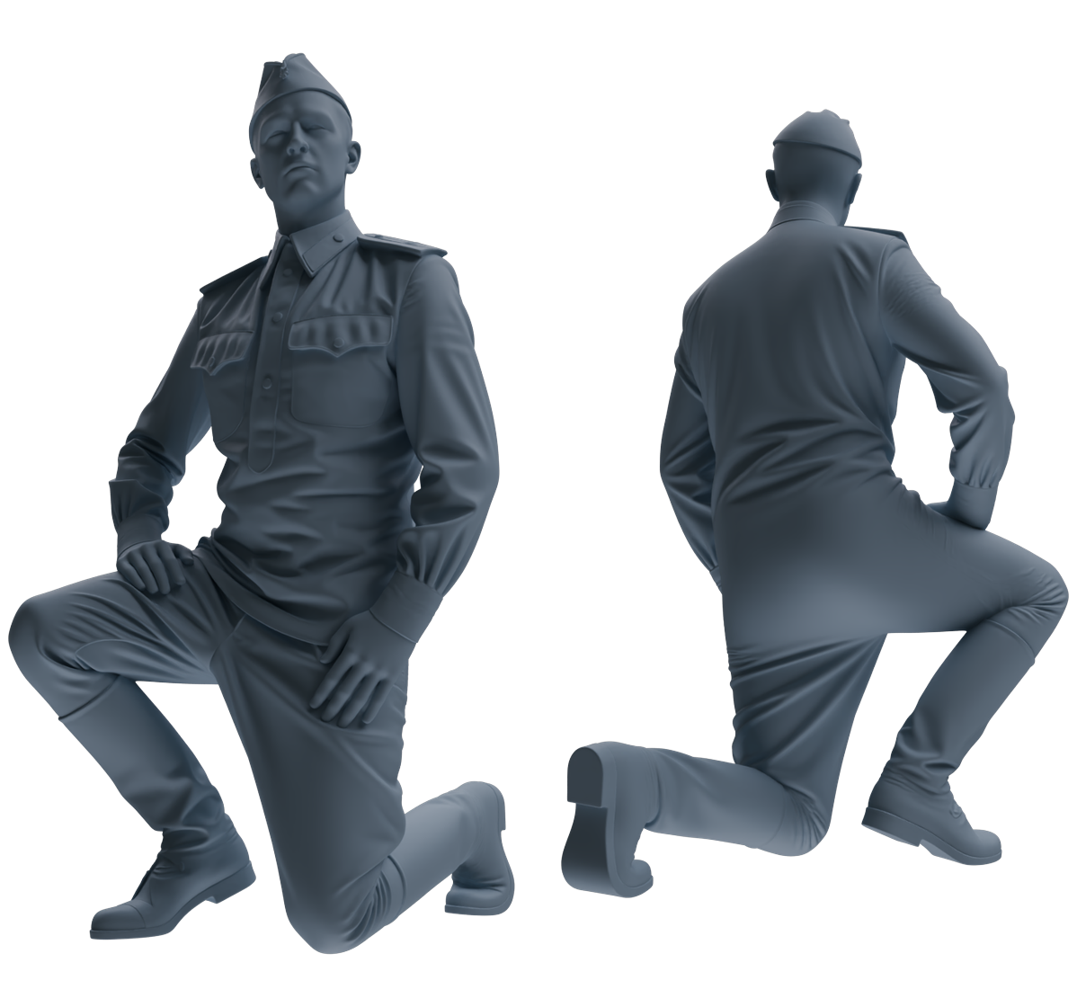 Detail view of MRY-SFW LYGR730 WWII Soviet Army War Scene Six-Person Criticism Group Model