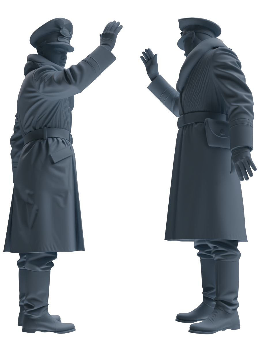 Detail view of MRY-SFW LYGR713 WWII German Army Officer War Scene Six-Person Advancing Group Model