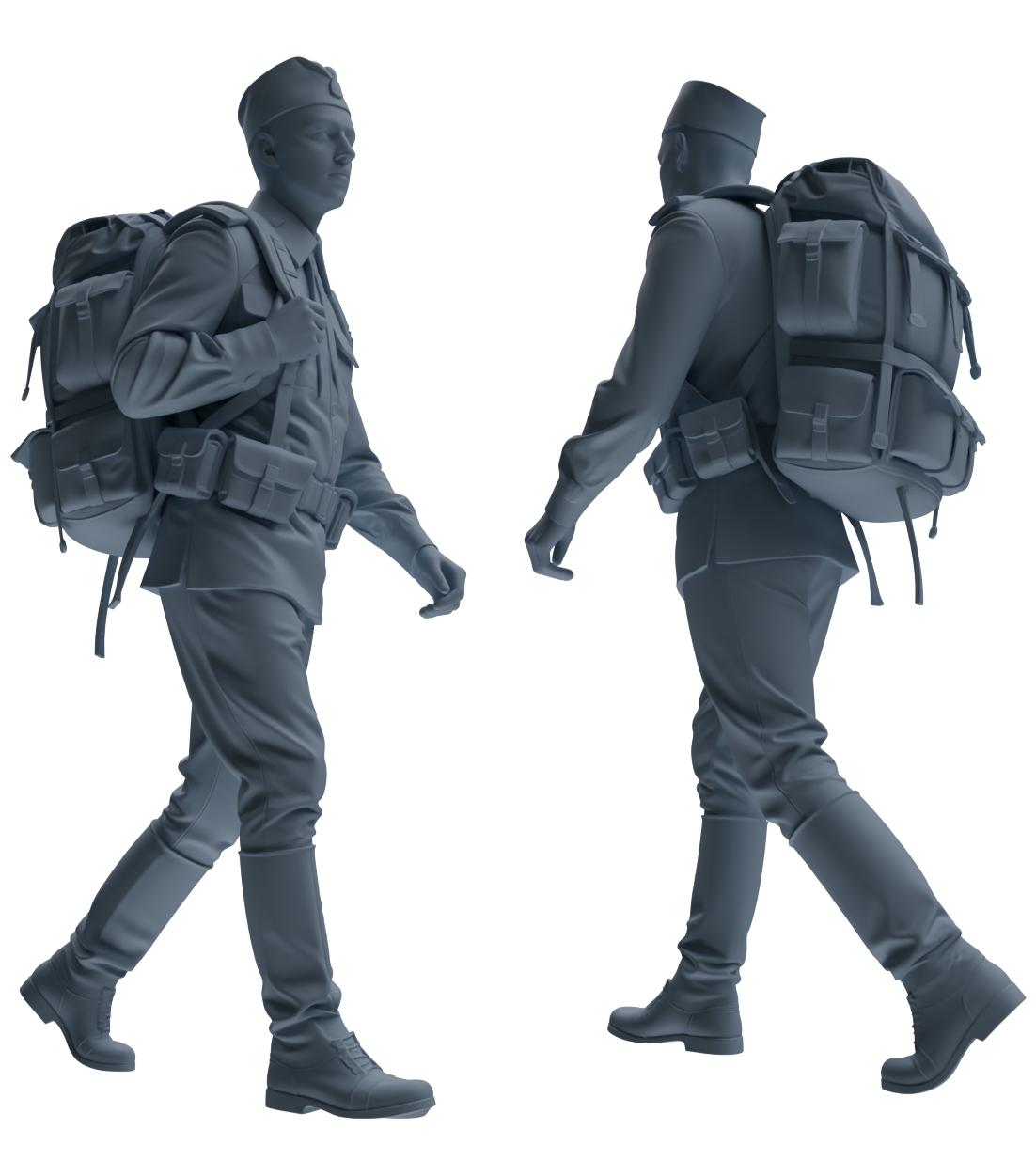 Detail view of MRY-SFW LYGR727 WWII Soviet Army War Scene Six-Person Carrying Group Model