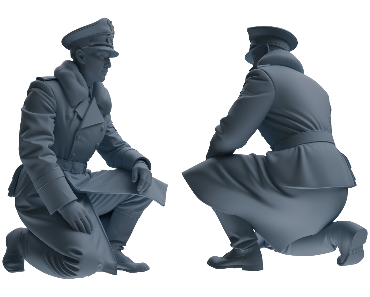 Detail view of MRY-SFW LYGR705 WWII German Army War Scene Six-Person Daily Routine Group Model
