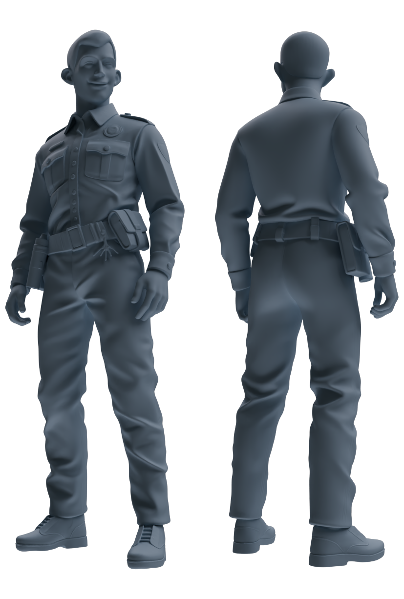 Detail view of MRY-SFW LYGR671 Los Angeles Patrol Police Six-Person Singing Group Model