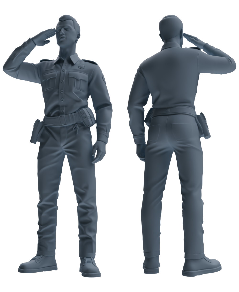 Detail view of MRY-SFW LYGR675 Los Angeles Patrol Police Six-Person Daily Routine 2 Model