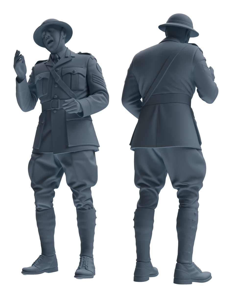 Detail view of MRY-SFW LYGR603 Historical WWII British Army Six-Person Dancing Group Model