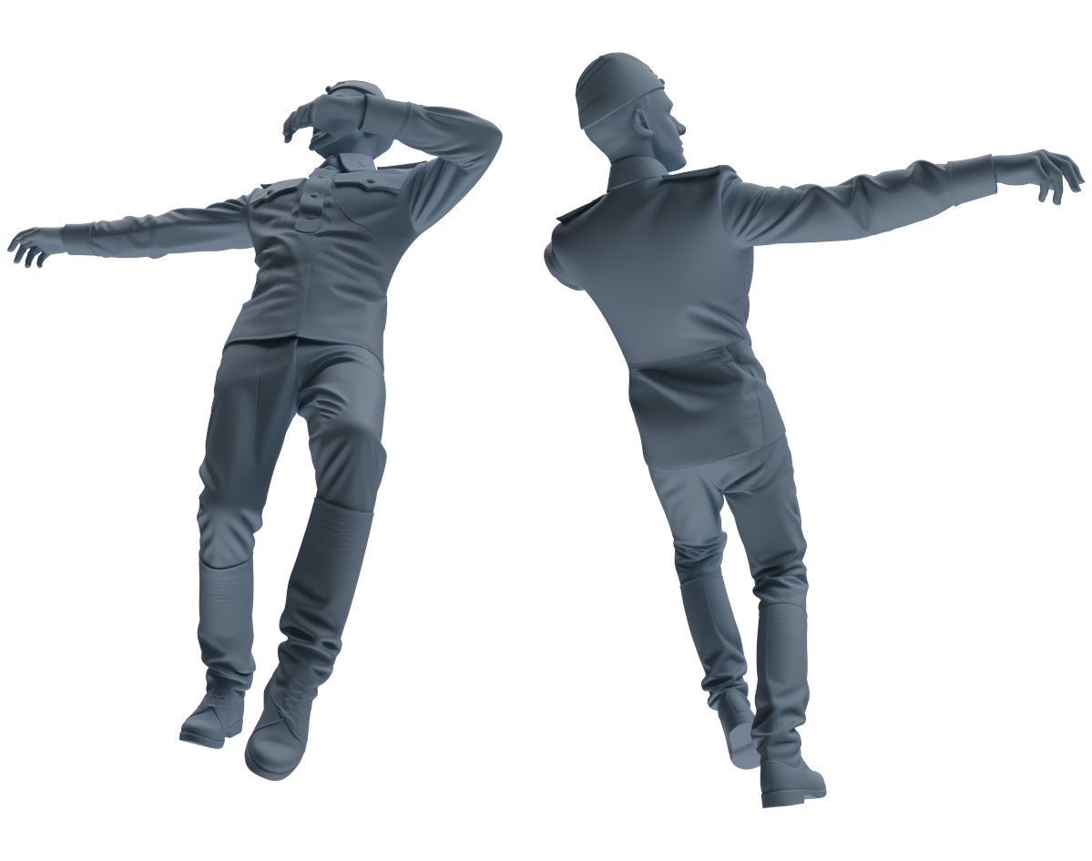 Detail view of MRY-SFW LYGR733 WWII Soviet Army War Scene Six-Person Dancing Group Model