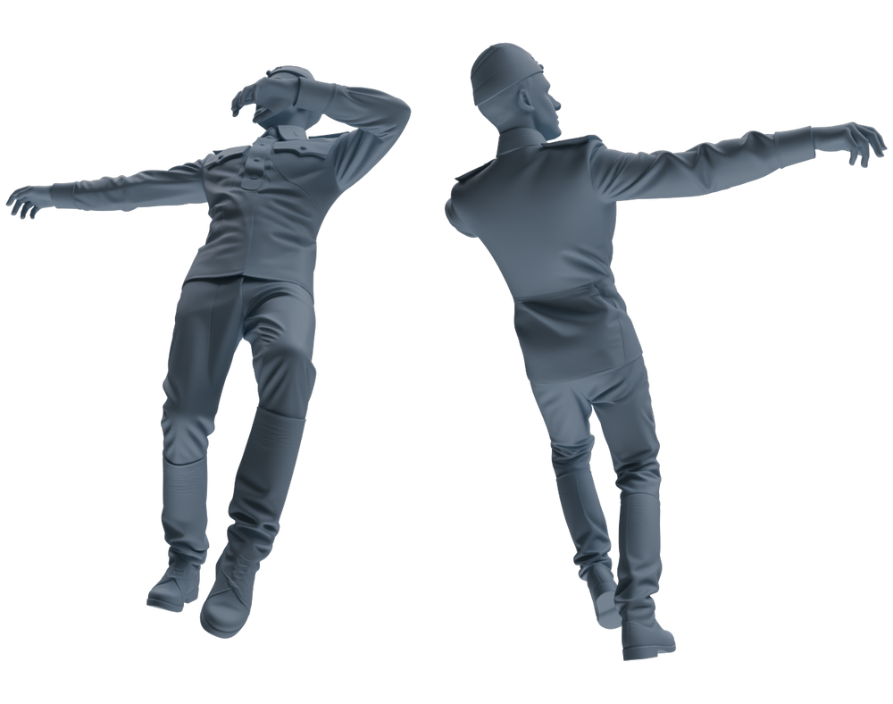 Detail view of MRY-SFW LYGR733 WWII Soviet Army War Scene Six-Person Dancing Group Model