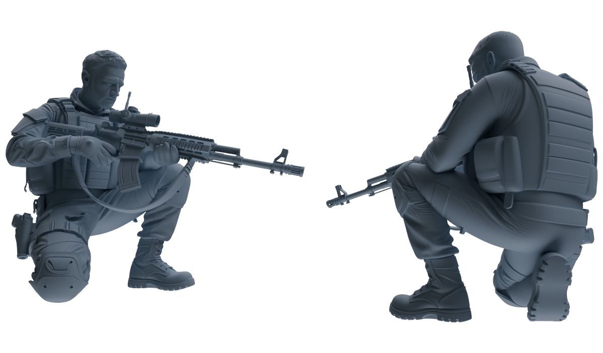 MRY-SFW SSTR181 Miniatures Soldier Model Kit Combat Soldier Pose Modern Model 6 pcs