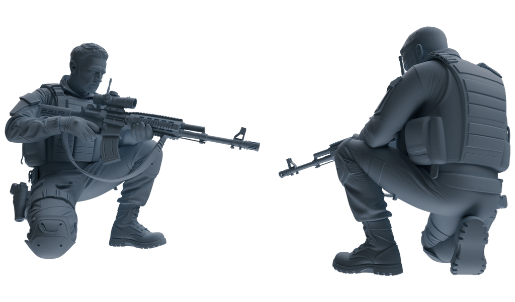 MRY-SFW SSTR181 Miniatures Soldier Model Kit Combat Soldier Pose Modern Model 6 pcs