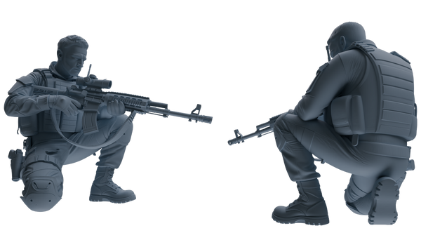 MRY-SFW SSTR181 Miniatures Soldier Model Kit Combat Soldier Pose Modern Model 6 pcs