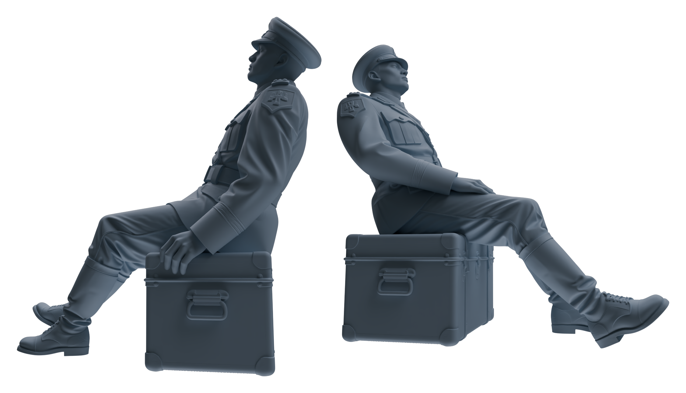 Detail view of MRY-SFW LYGR587 WWII French Army Seven-Person Rest Group Model
