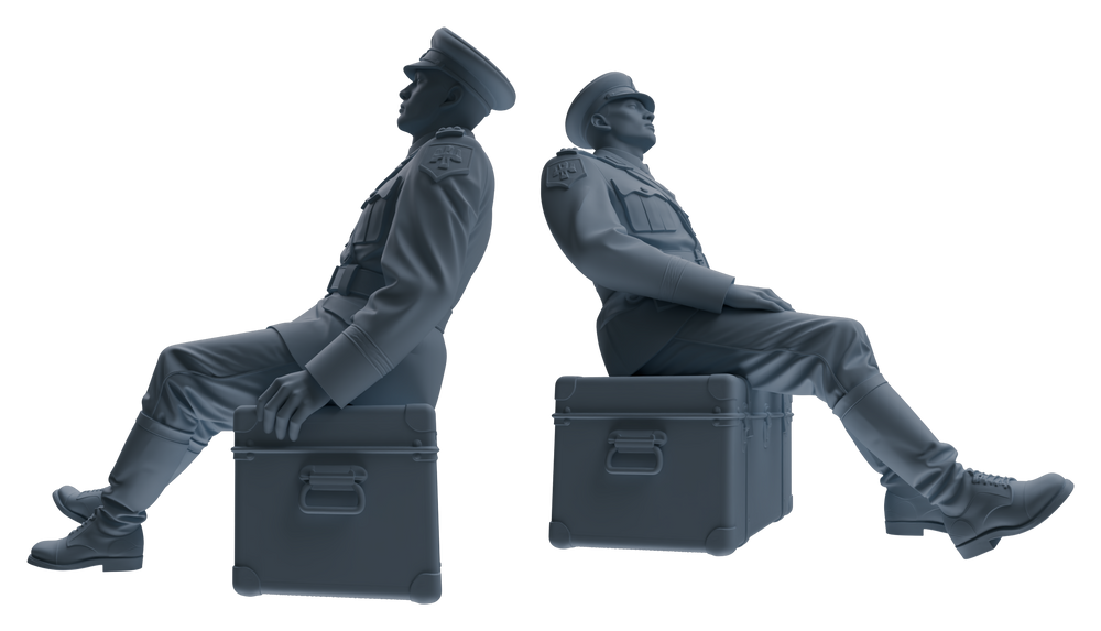 Detail view of MRY-SFW LYGR587 WWII French Army Seven-Person Rest Group Model